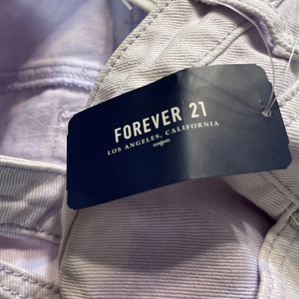 Forever 21 Denim Jean Short Skirt Lavender 5-Pocket 28 inch Waist Distressed NWT - Picture 9 of 9